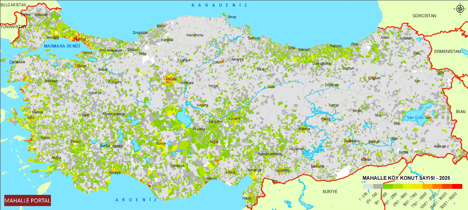 Mahalle Köy Konut Sayısı Haritası